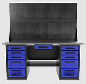 Верстак двухтумбовый 5 ящиков /5 ящиков с двумя экранами и ящиком, 1800*700 синий GAROPT, GT1800Y1Y5Y5PP2.blue