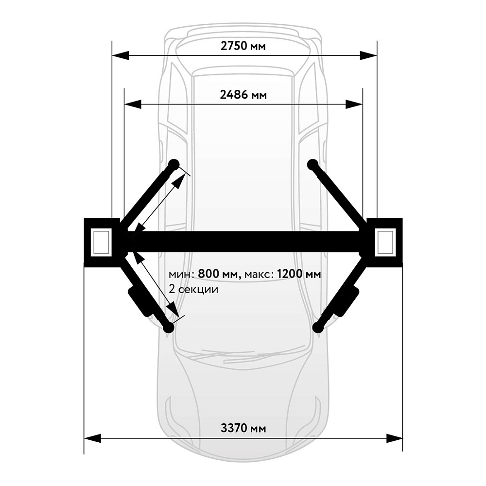 WDK-522/380 Подъемник двухстоечный с нижней синхр. 4000 кг, одност. разбл., выс.подъема 110-1920 мм, Wiederkraft