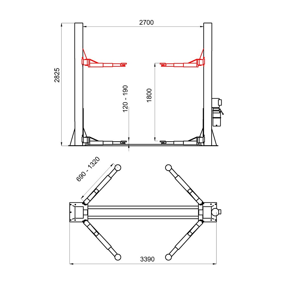 WiederKraft WDK-523 Подъемник двухстоечный 4 Тонны