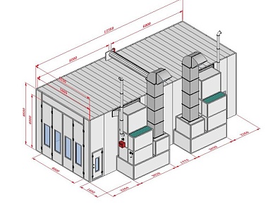 KraftWell KRW1254-MG Покрасочная камера 12 х 5 х 4 м., 60 000 м3/ч